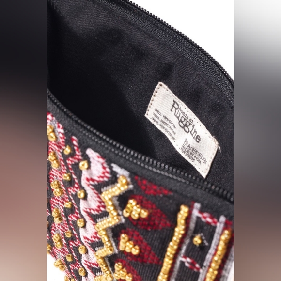 Handmade Hand Beaded Wristlet Clutch - Ethnic Inspired Design - Dyed Fine Cotton - Picture 5 of 6